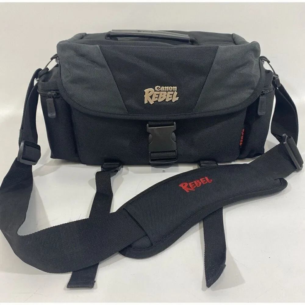 Canon Rebel Nylon Padded Camera Equipment Bag‎ Strap + Pockets 14